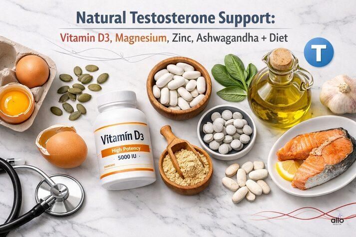 atural Testosterone Support: Vitamin D3, Magnesium, Zinc, Ashwagandha + Diet