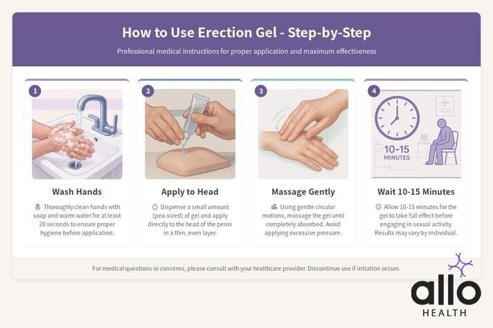 Step-by-step guide on how to use erection gel for erectile dysfunction safely, including application and waiting time