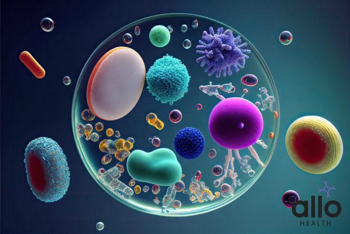 Macro shot of different types of microbes. Virus cells and bacteria on abstract background. ling par safed daag What Are The Symptoms And Complications Of Lymphgranuloma Venereum (LGV)?
