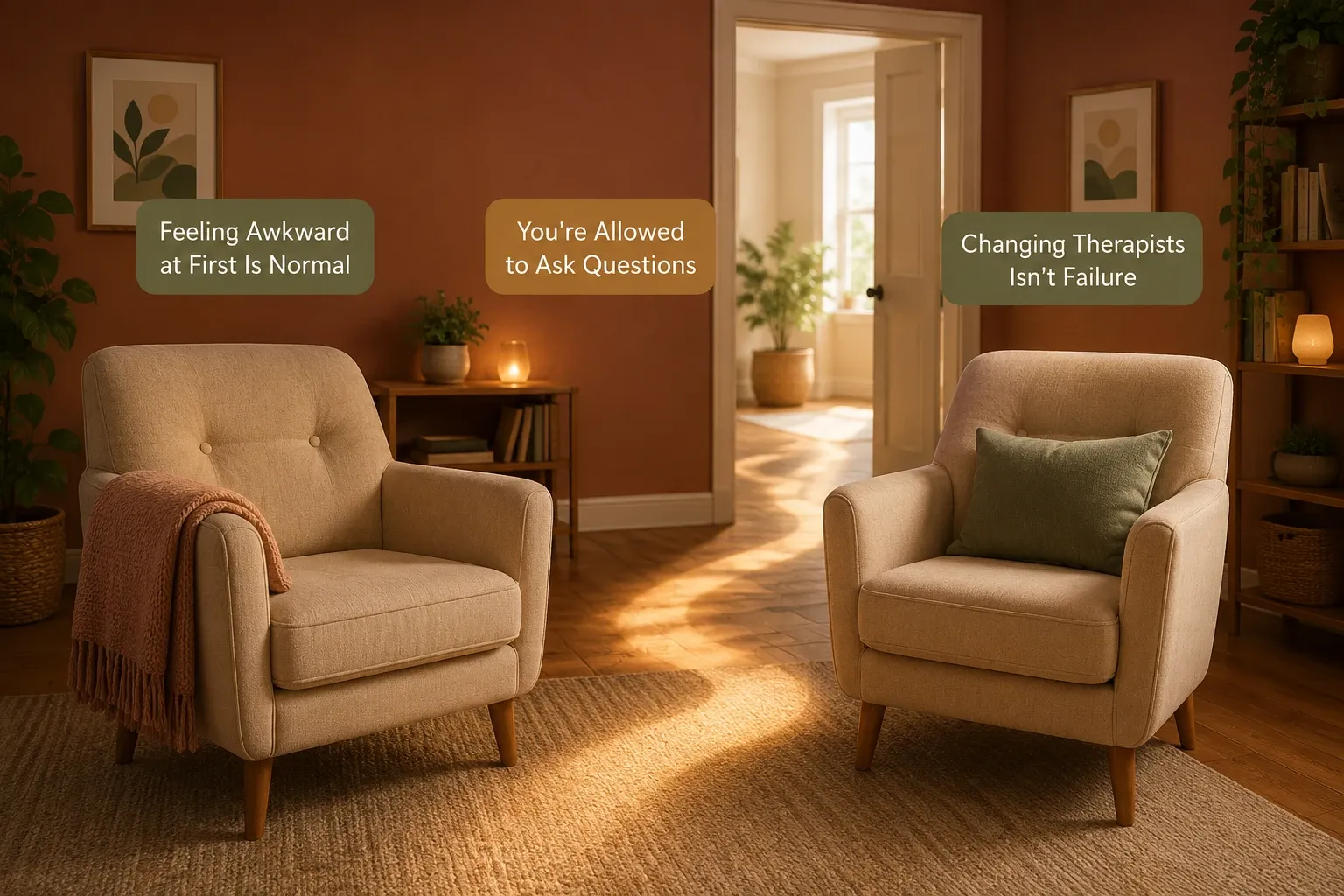 Two chairs representing it&#x27;s okay to change therapists