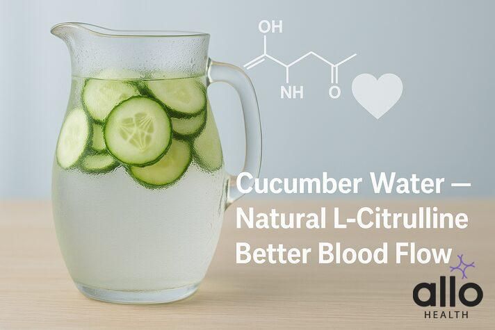 Glass of cucumber water shown as the best drink for erectile dysfunction, rich in L-citrulline that supports nitric oxide production and healthy blood flow