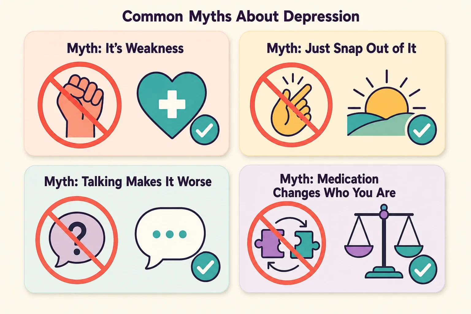 Infographic debunking common myths about depression