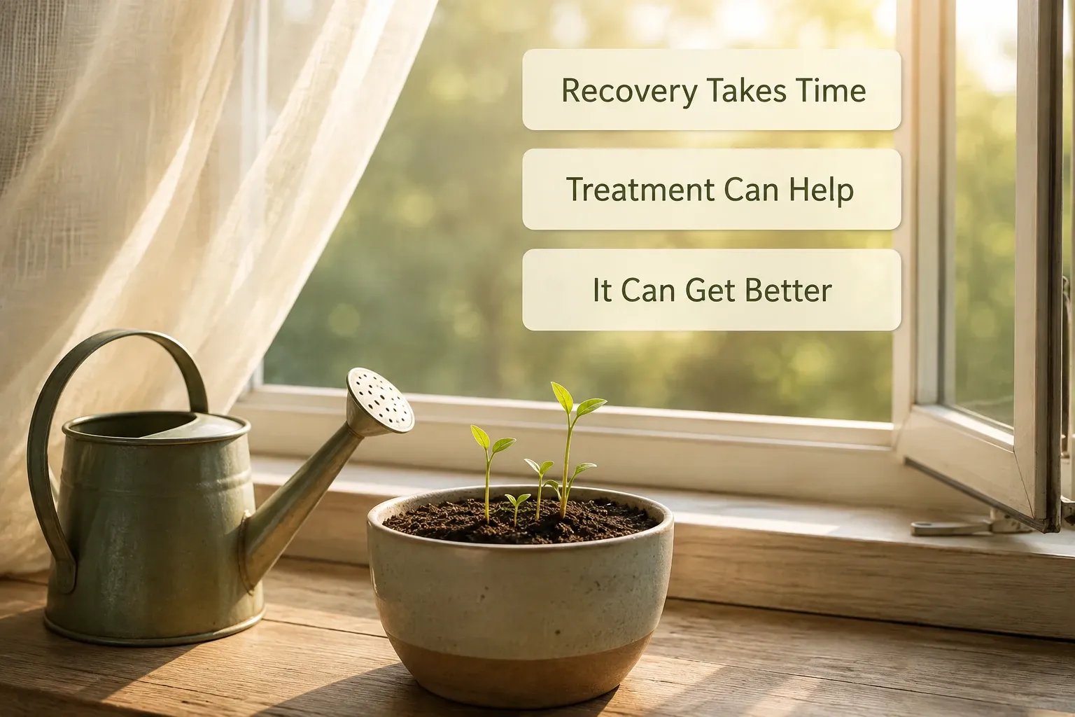 New plant growth representing recovery from depression