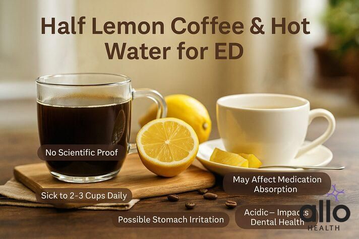 Half lemon coffee and hot water myth for erectile dysfunction with notes on lack of scientific evidence and possible risks