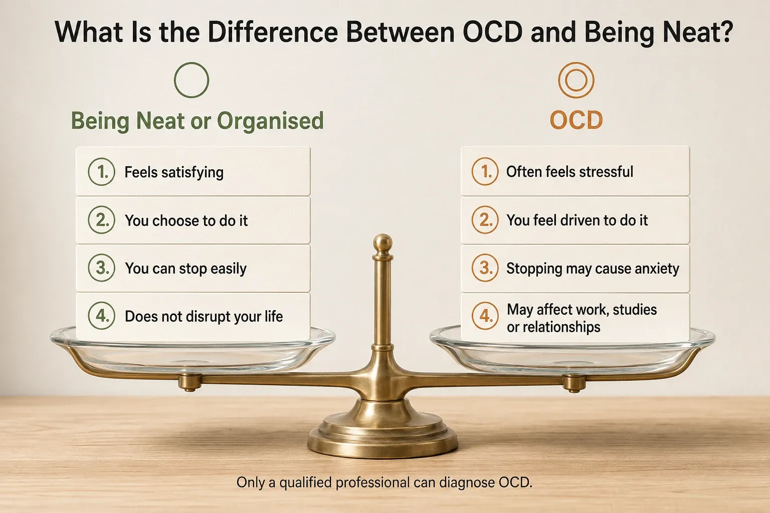 DIFFERENCE BETWEEN OCD AND BEING NEAT
