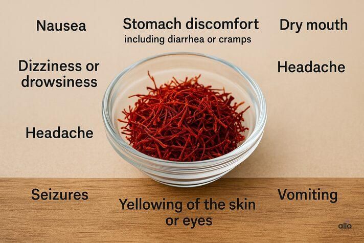 Saffron for erectile dysfunction with highlighted common and severe side effects associated with excessive intake.