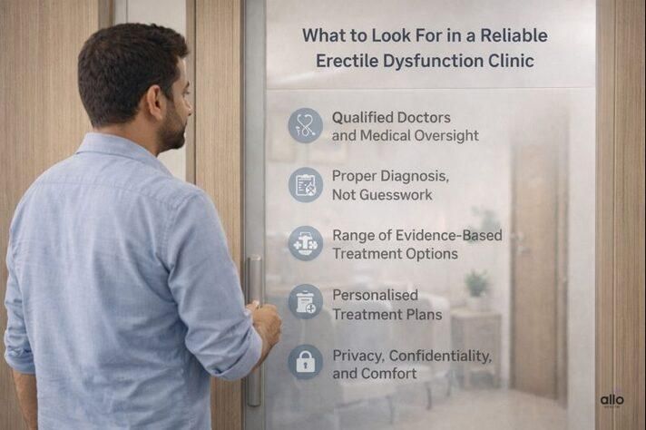 What to look for in a reliable erectile dysfunction clinic, including qualified doctors, proper diagnosis, and confidential care