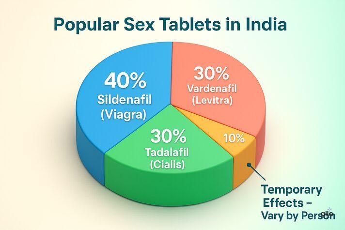 Pie chart india ki lokpriya sex tablets dikhata hua