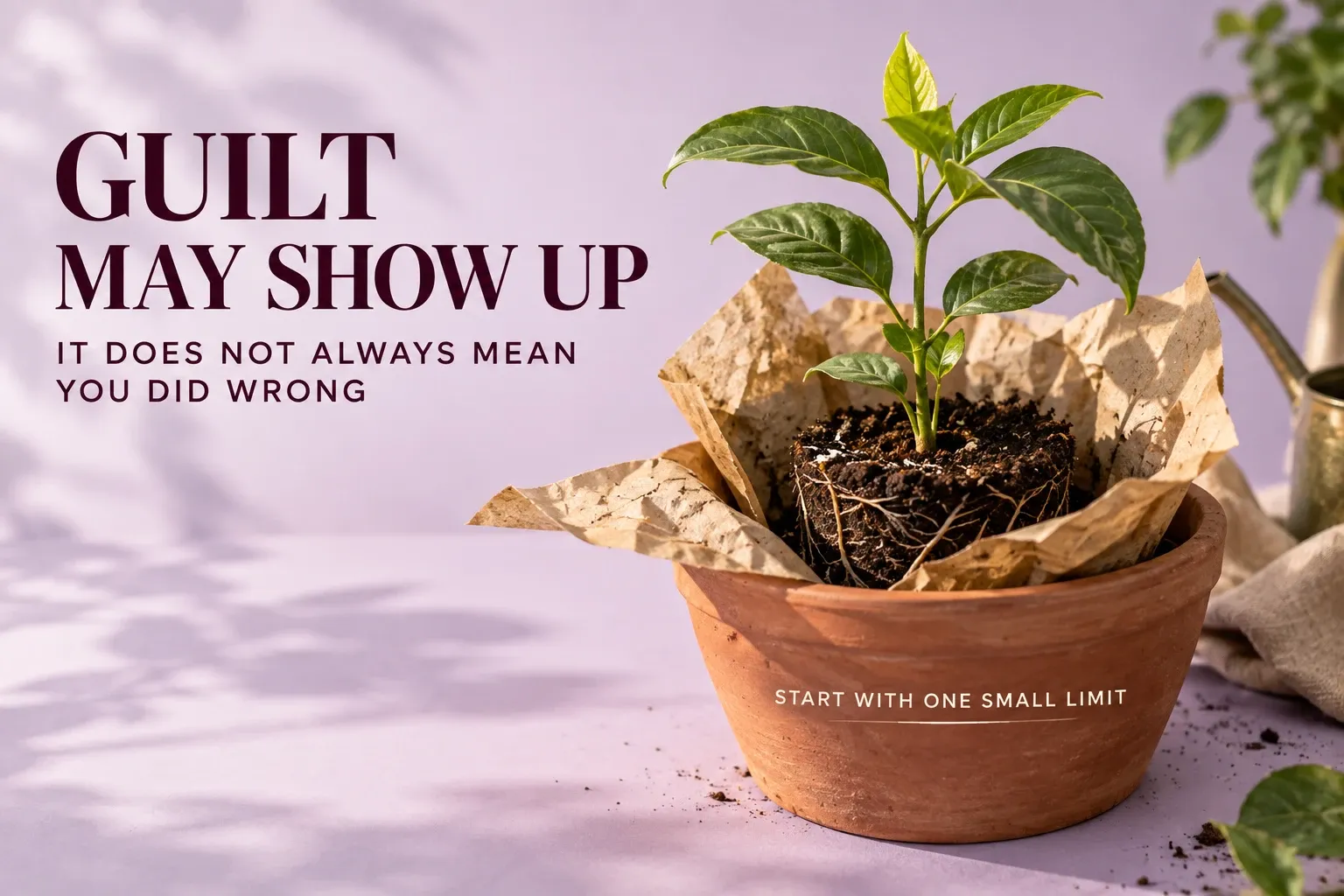 Plant given room to grow, illustrating the discomfort of learning to set boundaries.