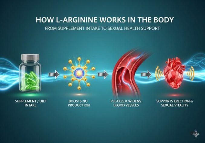 L-Arginine kaam kaise karta hai – NO production se blood flow aur erection support