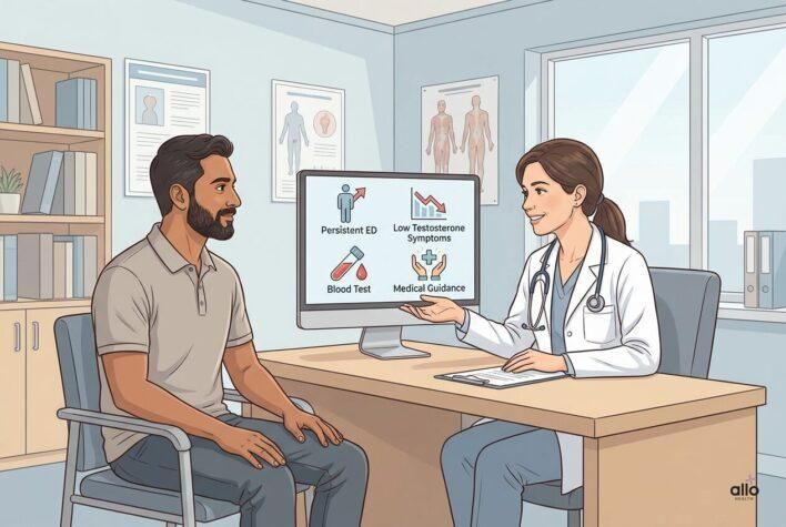 Doctor se testosterone aur erectile dysfunction par salah leta hua aadmi