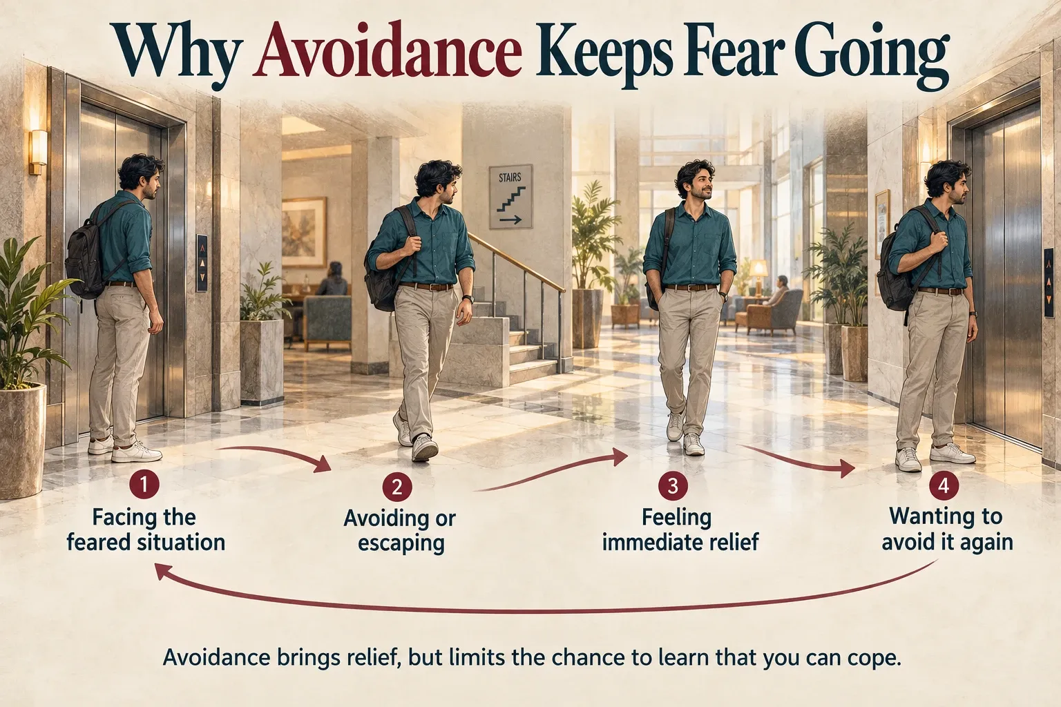 image explaining why avoidance to a certain phobia can keep fear going