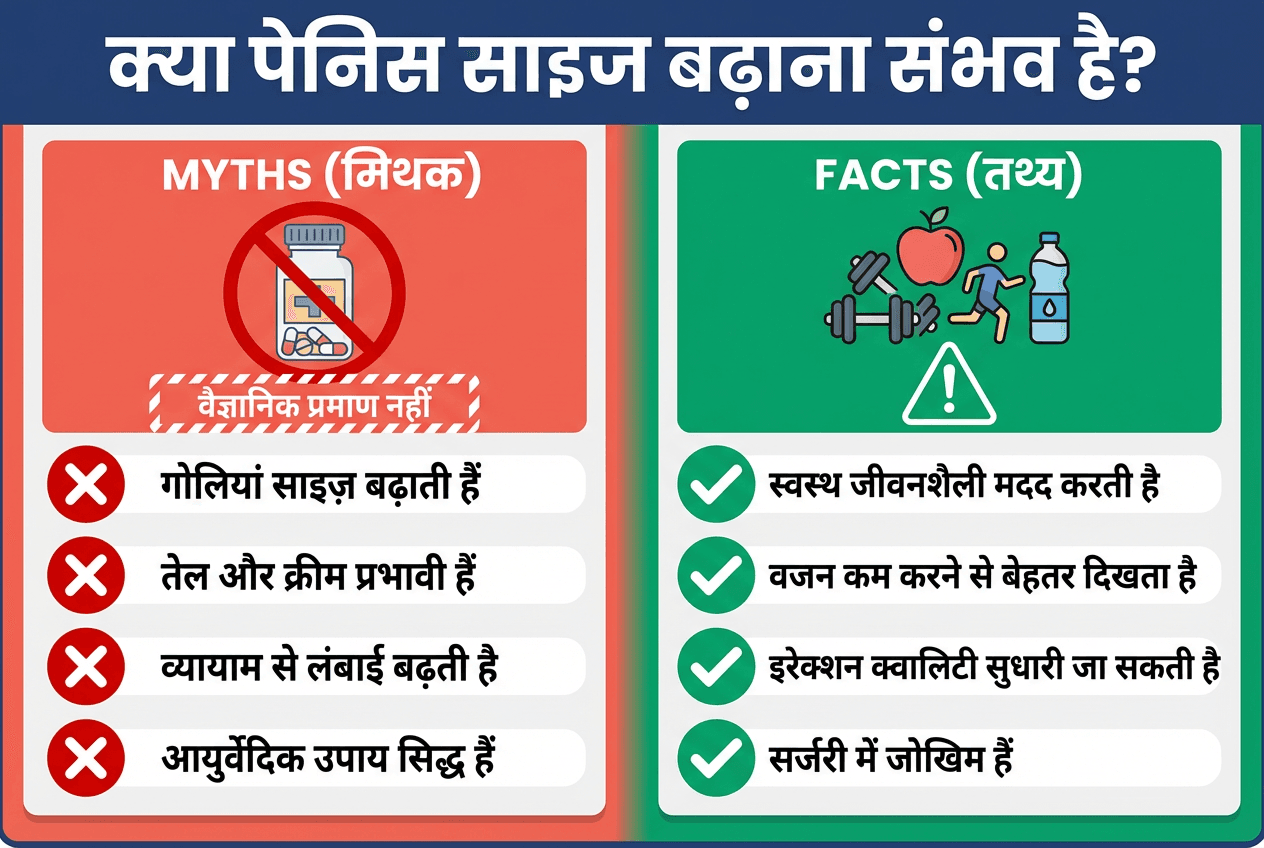  “kya penis size badhana mumkin hai myths vs facts healthy lifestyle infographic”