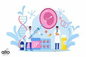 Artificial insemination and Reproductology. In vitro fertilization concept. Human fertility, biological material research for reproductive health. Pregnancy monitoring. Infertility treatment. Vector