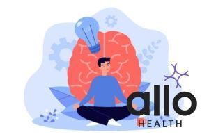 Cartoon young man practicing meditation flat vector illustration